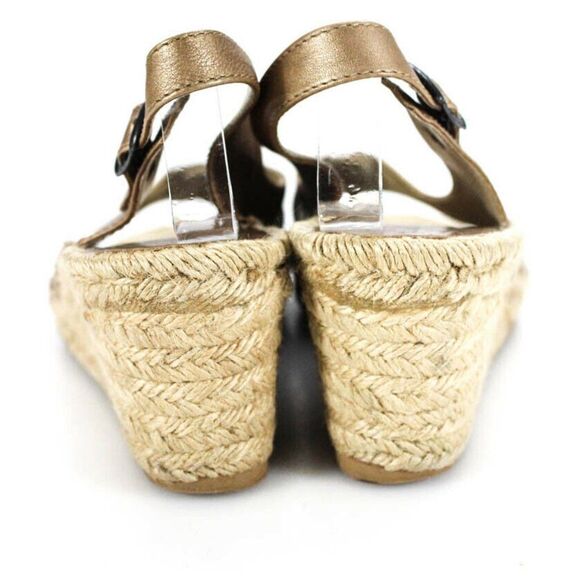 Pare Gabia Open Toe Gold Espadrille Wedges 9 - Picture 3 of 6